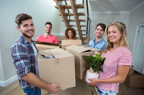 Office relocation team preparing business equipment in Mazehill