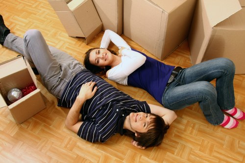 Customer moving items carefully in a storage corridor